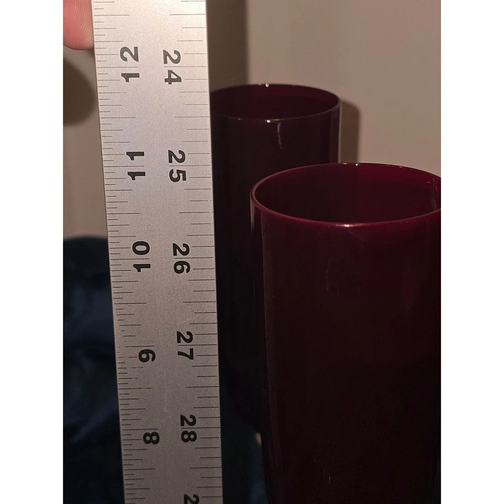 Lenox Red Champagne Flutes Set of 4 Ruby Glass Toasting Stems 10.5 Inch